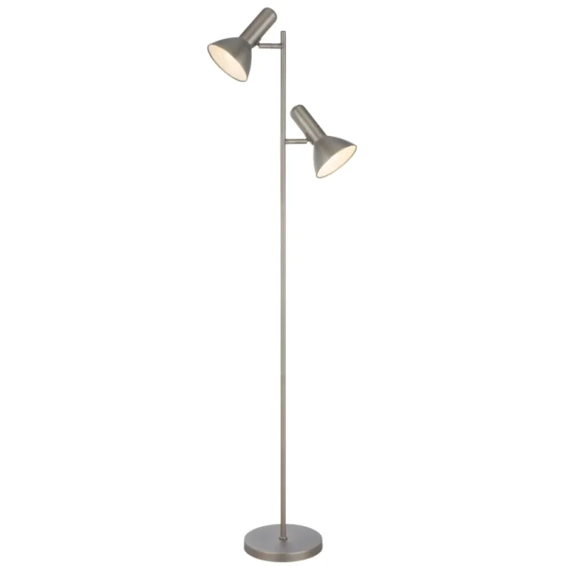 2 light nickel floor lamp modern design