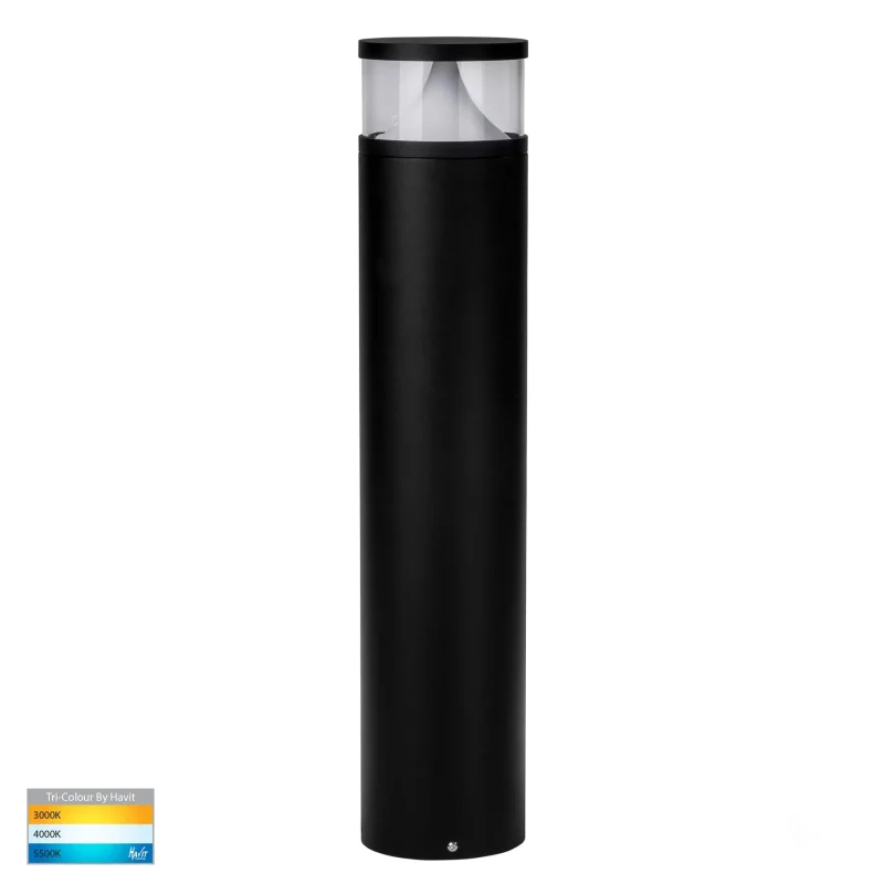 240v black led bollard 600mm 12w cct