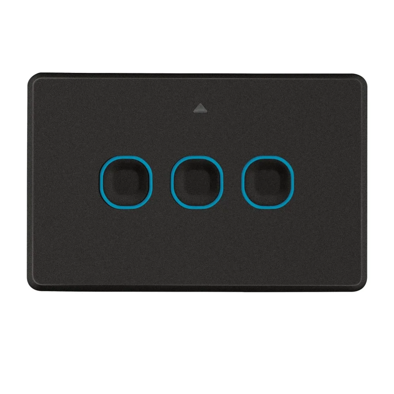 3 gang black zigbee smart wall switch