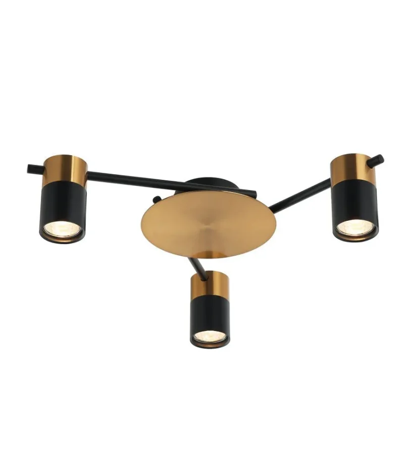 3 light brass black spotlight