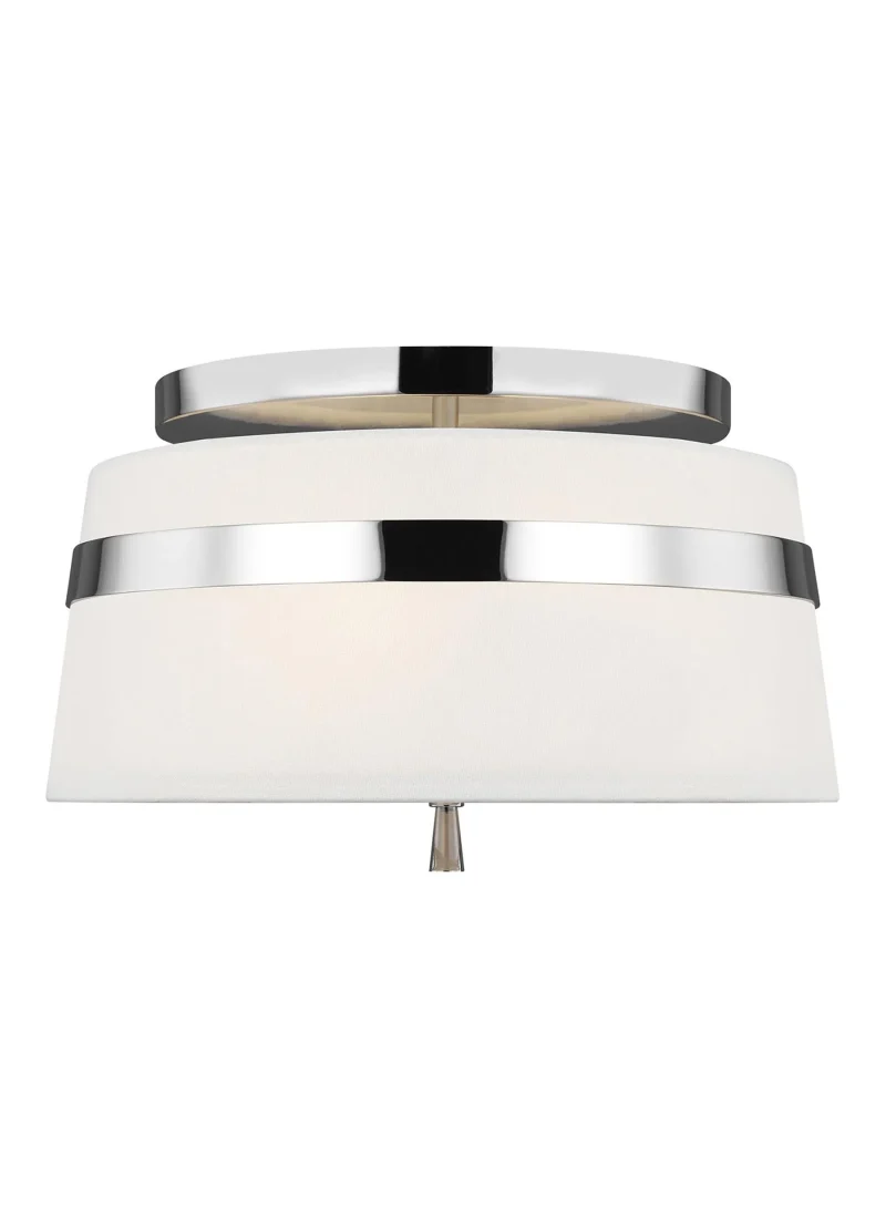 3 light nickel semi flush mount with white linen shade