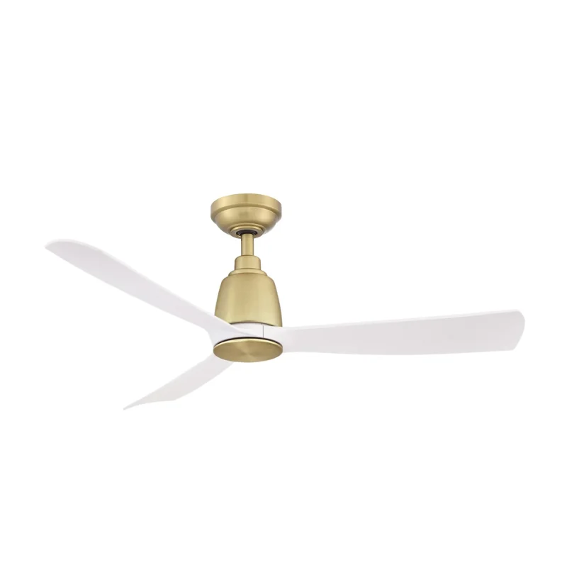 44 satin brass ceiling fan w white blades