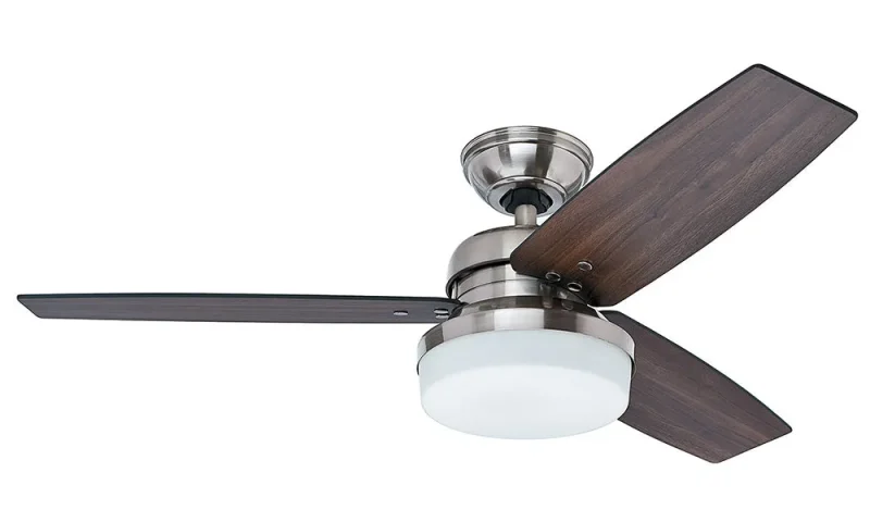 48 brushed nickel ceiling fan with walnut oak reversible blades galileo