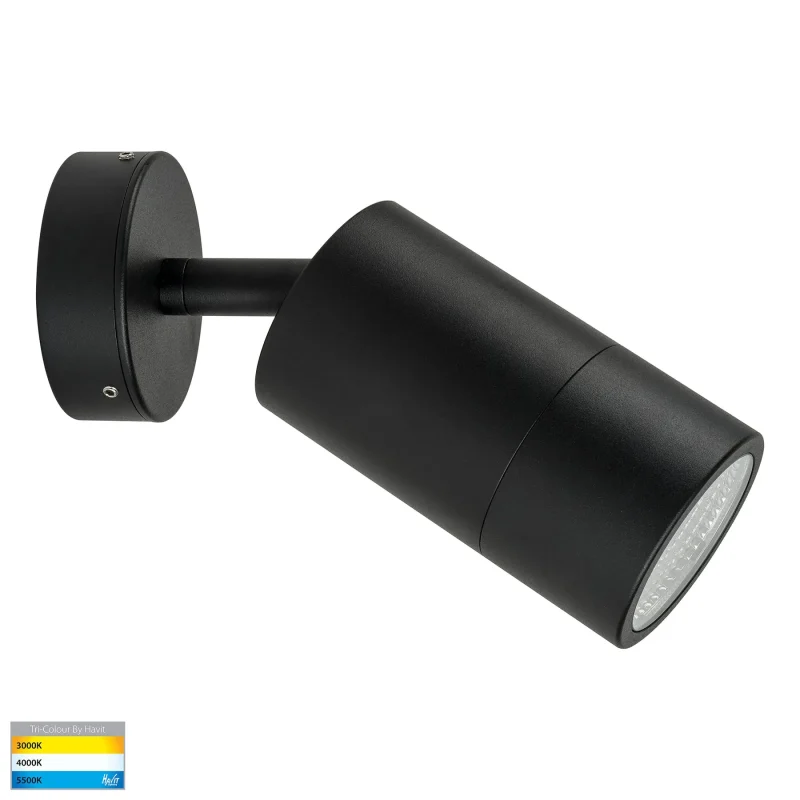 adjustable black wall pillar light with 12w cct led