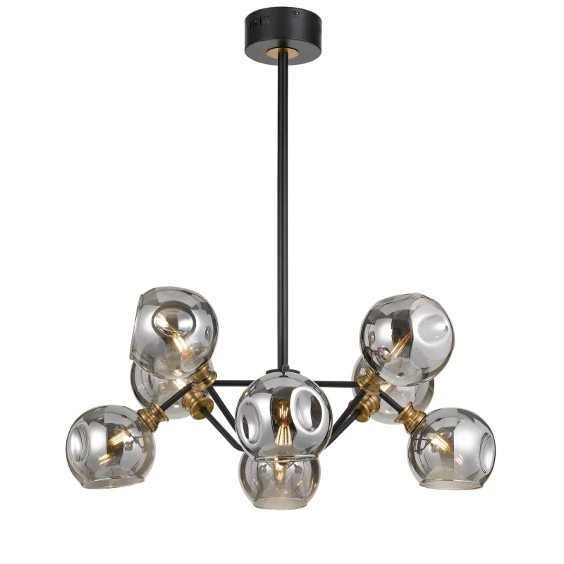 annabel 8l black pendant with smoke antique brass finish