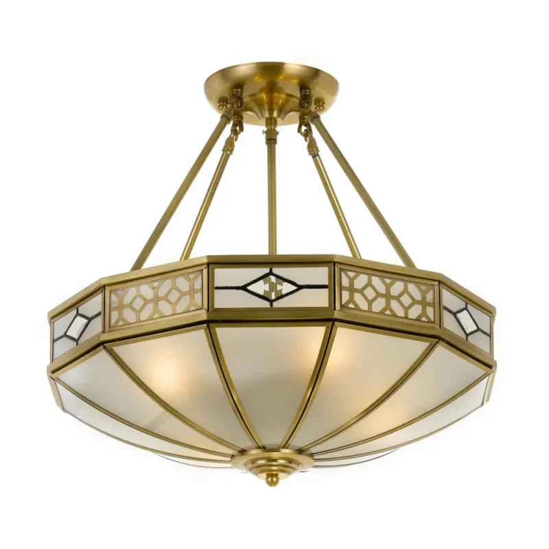 antique brass ceiling light with frosted glass james collection