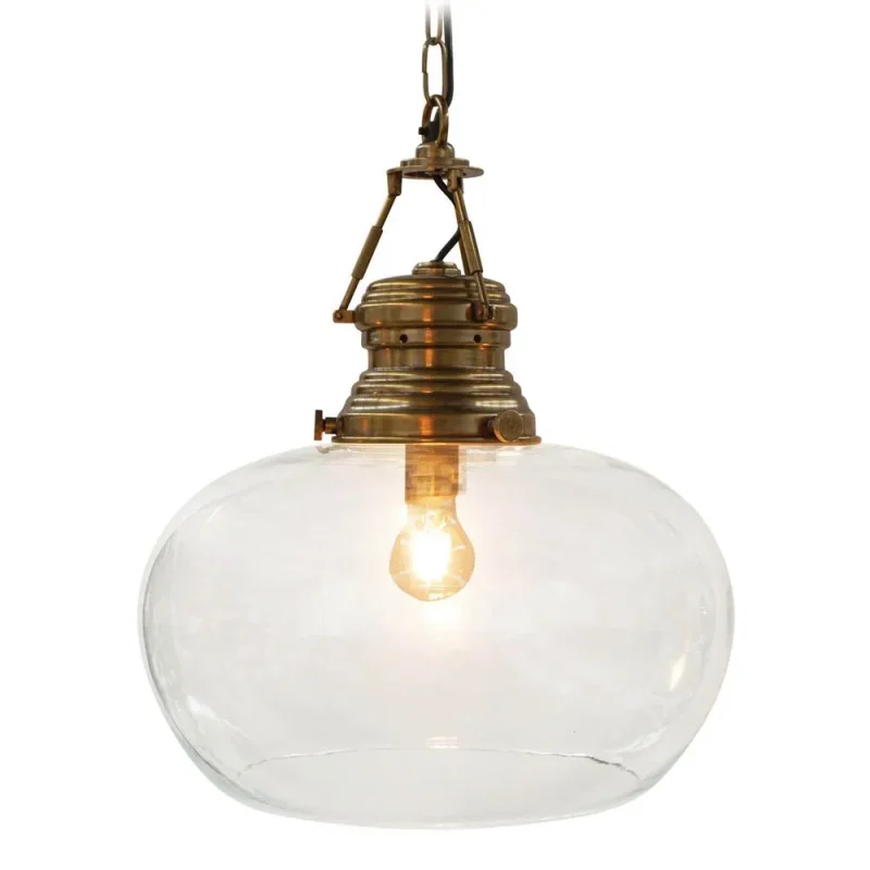 antique brass glass paddington pendant light