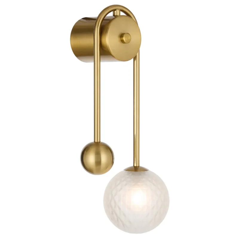 antique gold wall light with frost glass felton design