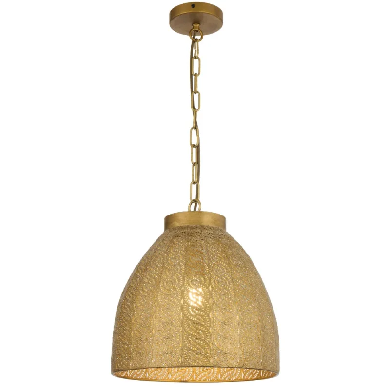 aydin antique brass e27 pendant light brown