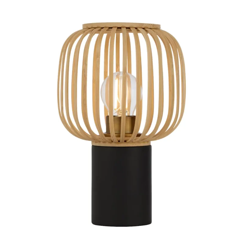 black bamboo oval table lamp