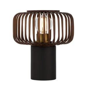 black bamboo round table lamp brown accent