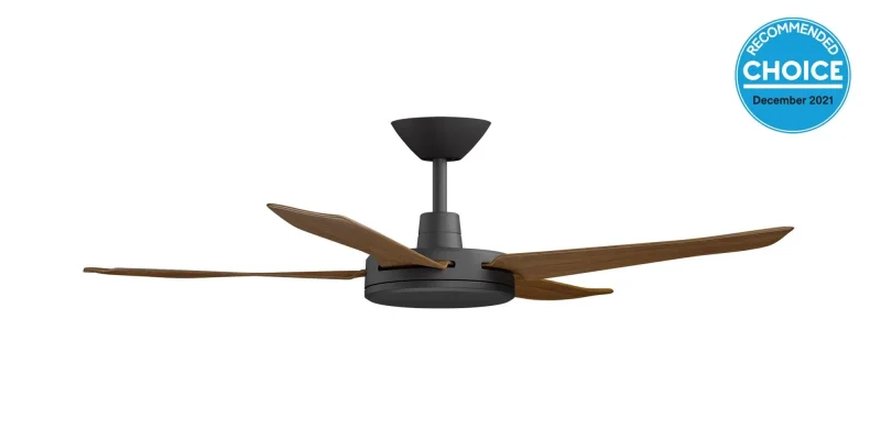 black enviro dc 52 ceiling fan with koa wood blades