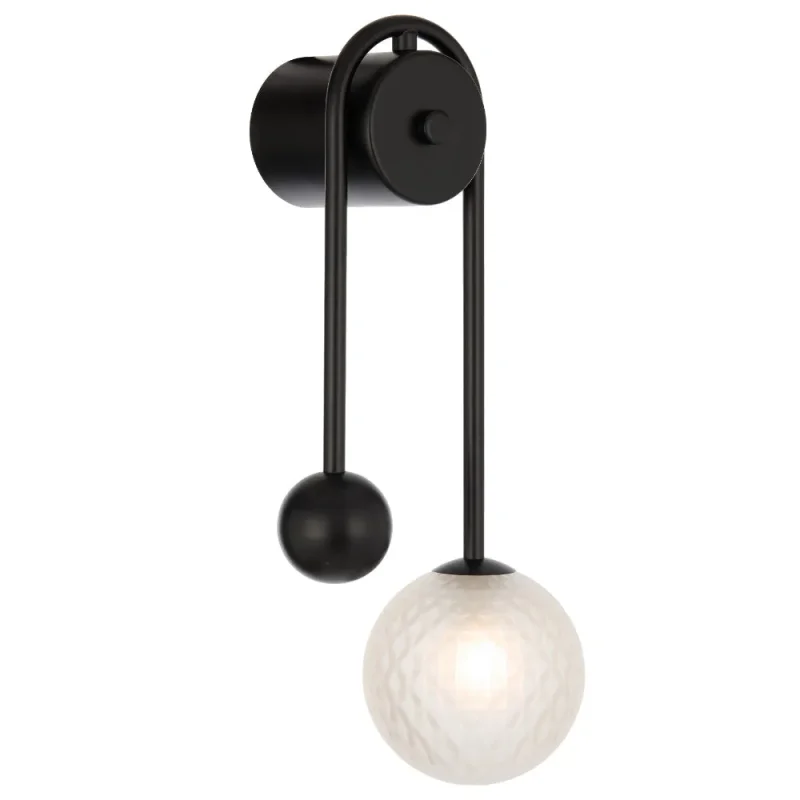 black felton wall light with frost tear glass