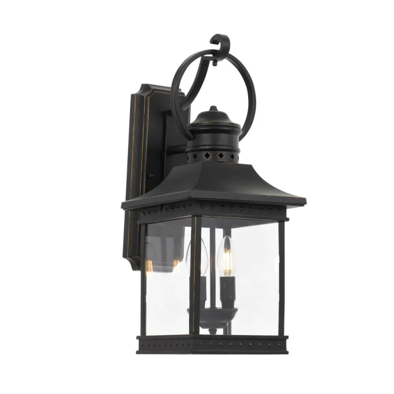 black ip43 2x e14 exterior wall light fergus