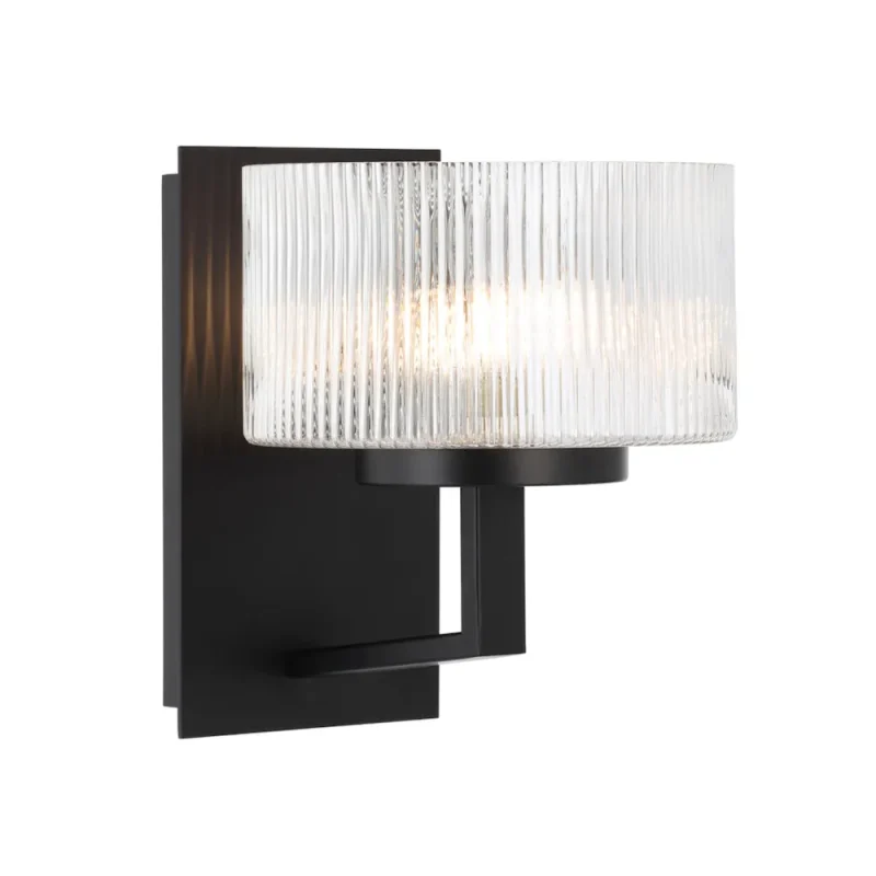 black moreno wall light with clear glass