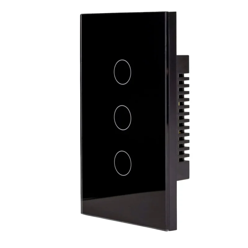 black tuya wifi 3 gang smart wall switch