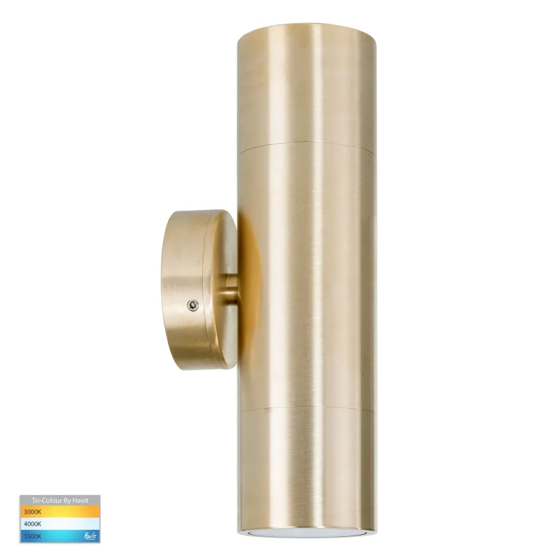 brass up down wall light 9 in 1 cct gu10 pillar light