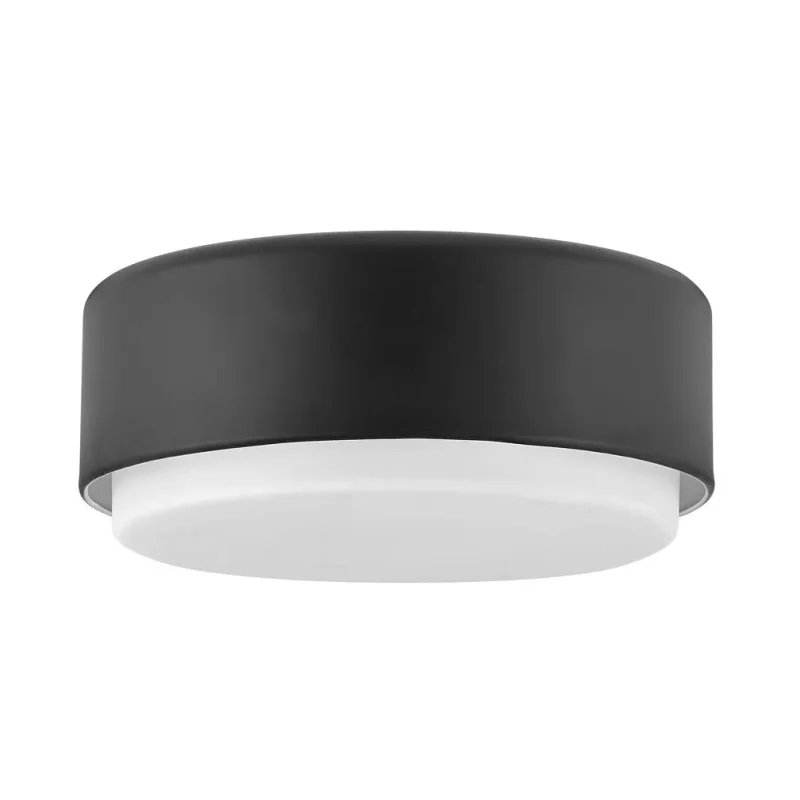 cedric 2 light black flush mount with opal glass