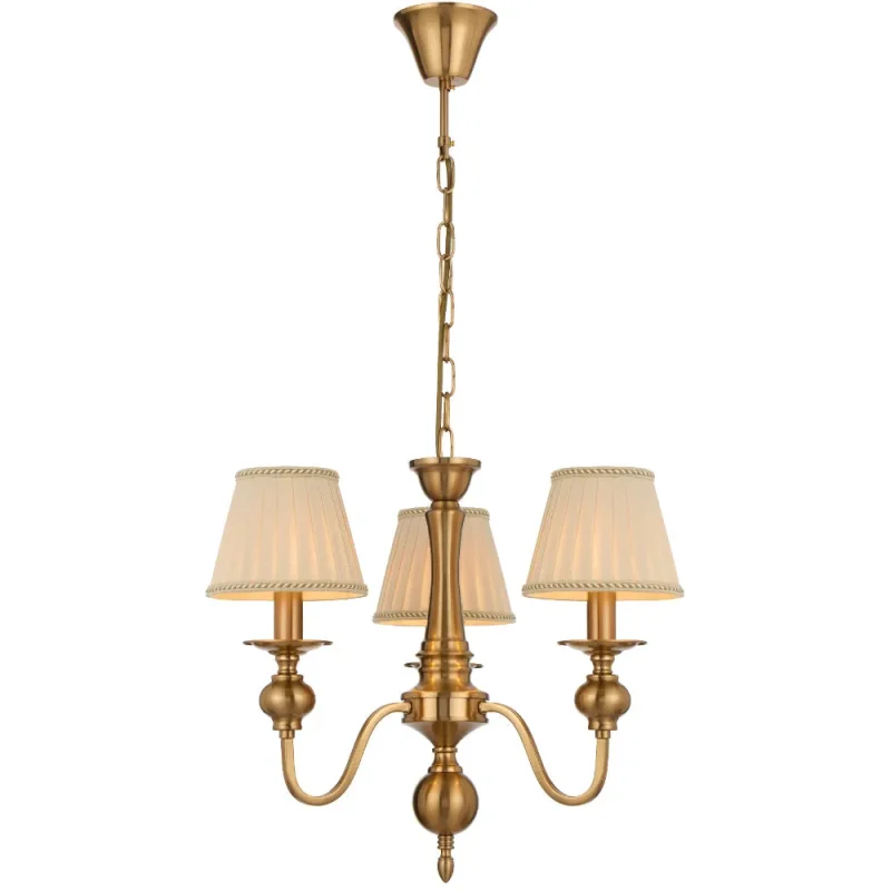 copper 3lt pendant light w cream shades siedel