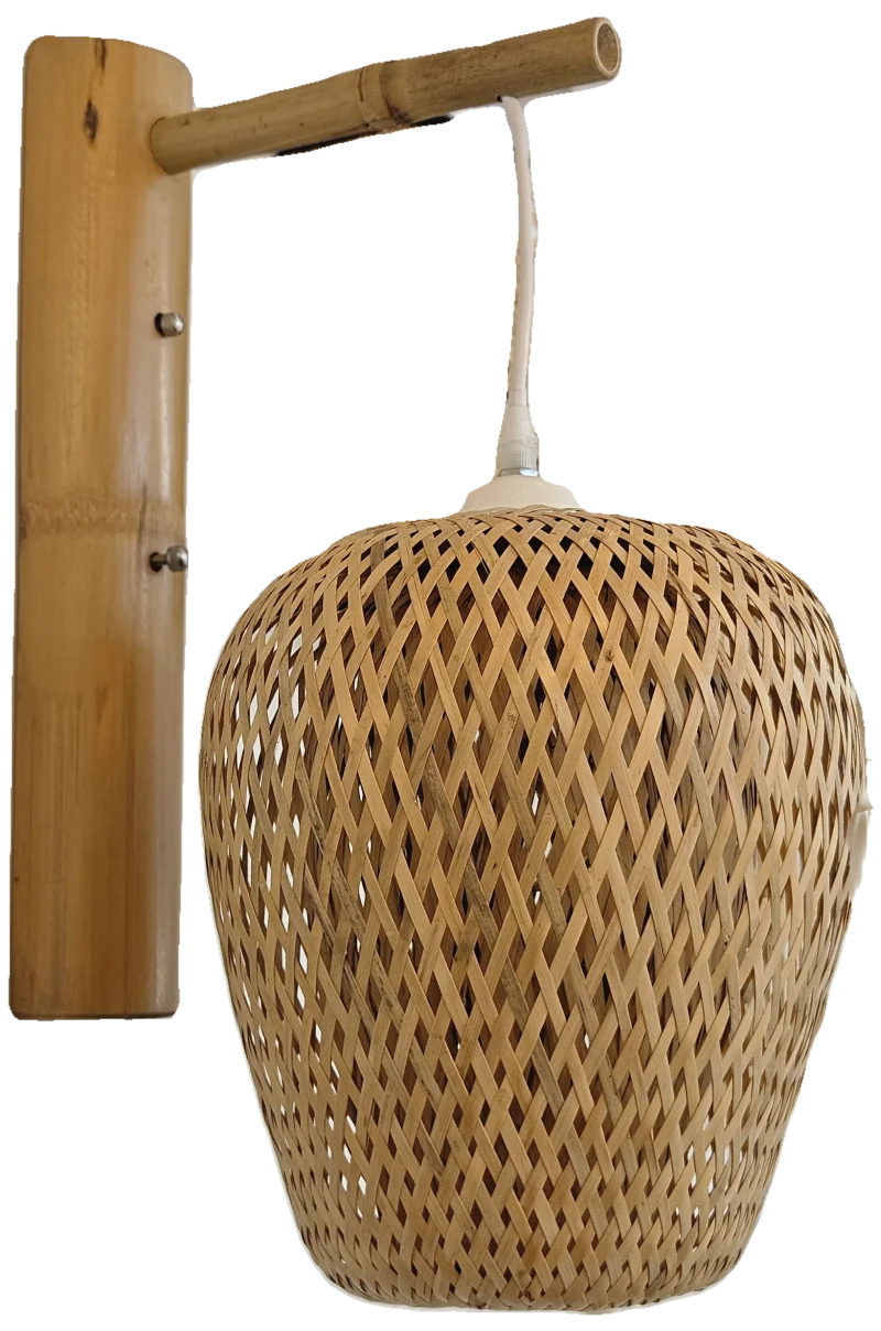 eco friendly bamboo wall lamp joshua woven shade scaled