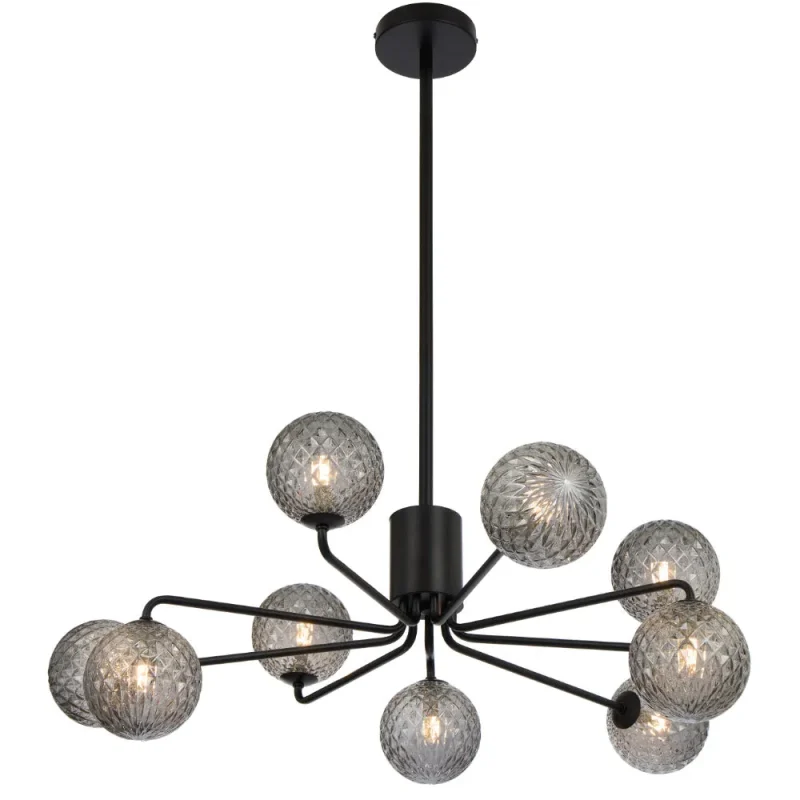 felton 9l pendant lamp black smoke glass tear pattern