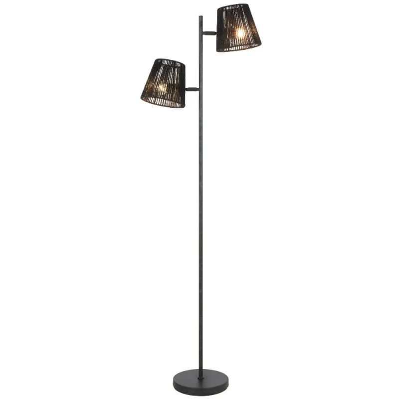 gun metal floor lamp with black string