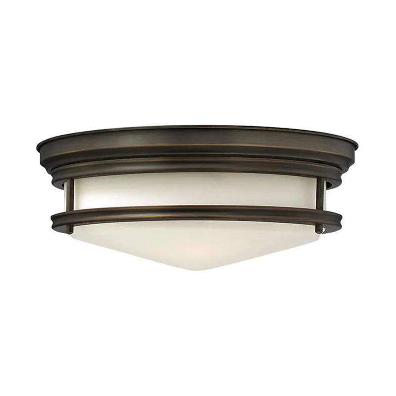 hadley 3 light flush mount oil rubbed bronze opal glass