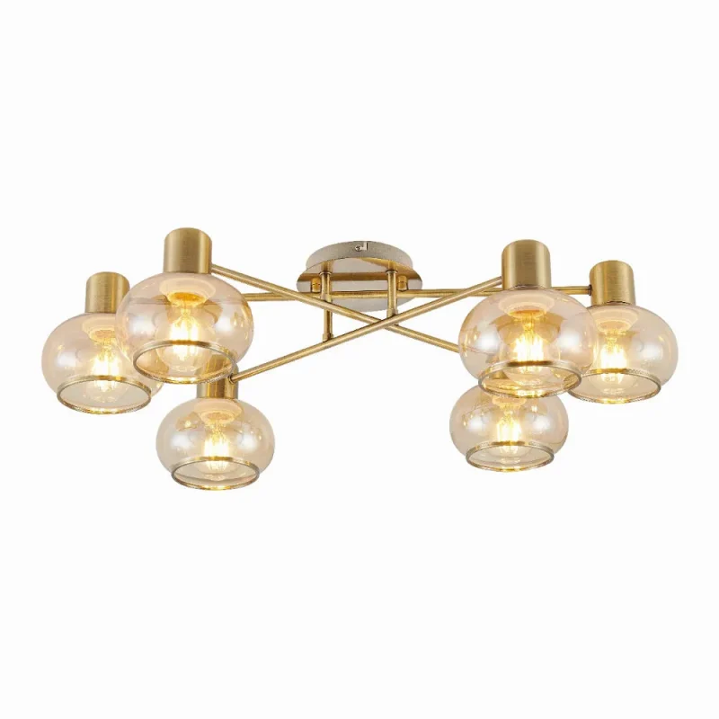 high quality 6l brass amber antique light