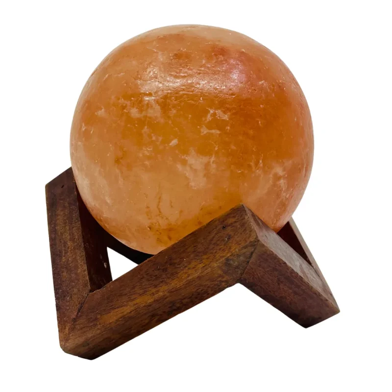 himalayan salt lamp with wooden base natural crystal light