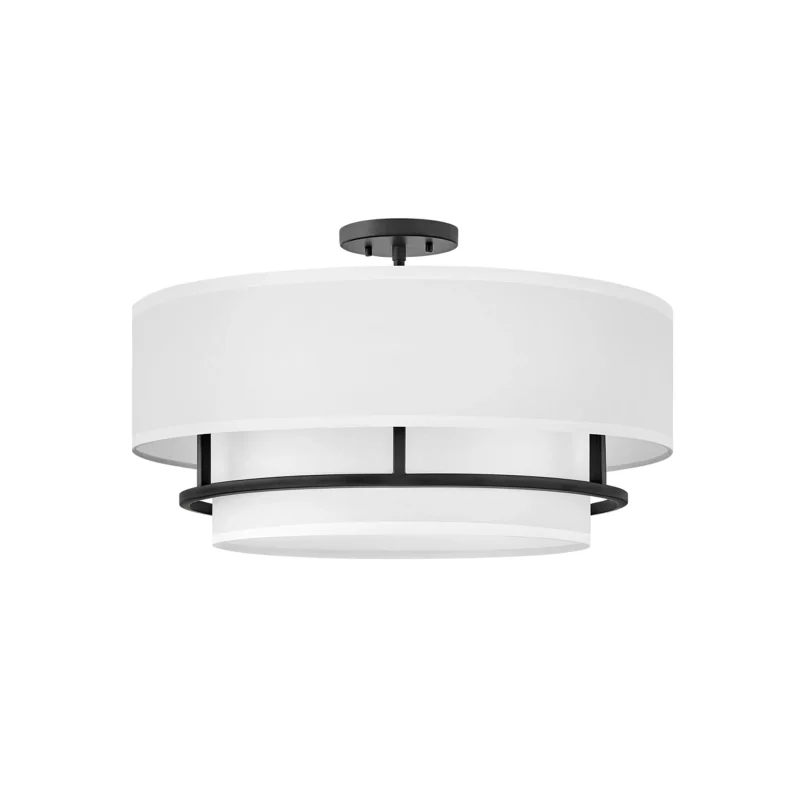 hinkley graham 4 light black semi flush chandelier w faux parchment shade