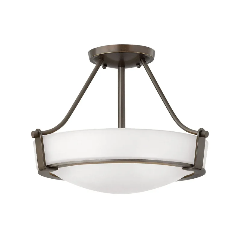 hinkley hathaway 3 light olde bronze semi flush opal glass ceiling light