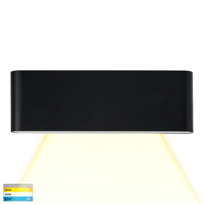 lisse black wall light 12w 12v tri color led surface mounted