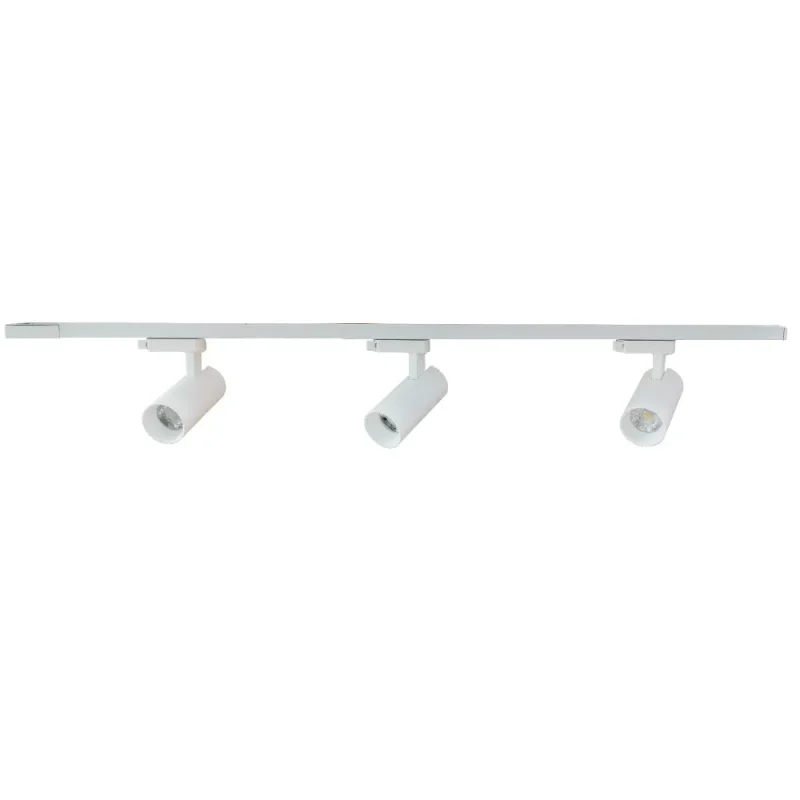 logik 55 white led track light 3 x 12w cct heads