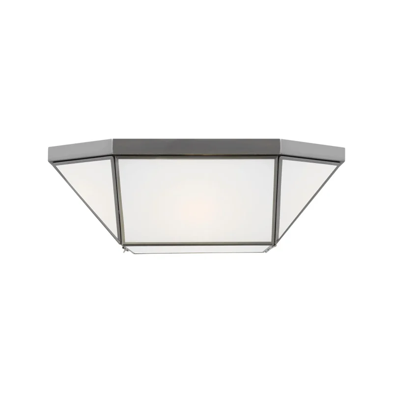 morrison 2 light antique brushed nickel flush mount with white glass