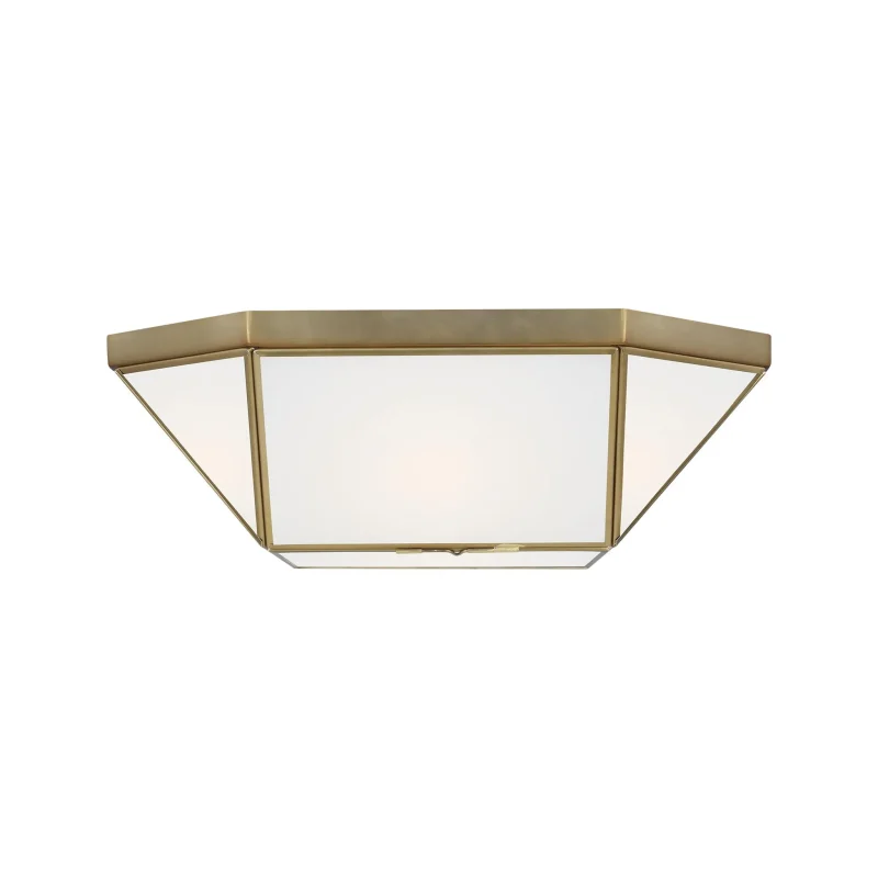 morrison 2 light satin brass flush mount with smooth white glass