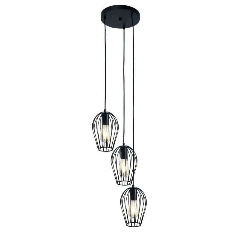 olam 3 light black cluster pendant