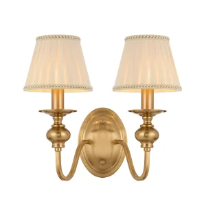 siedel 2l copper wall light with cream shades