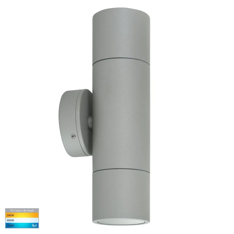 silver 12v up down wall pillar light w 5w mr16 bulb tivah