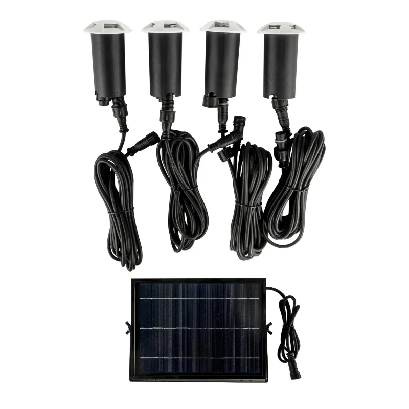 solar 4 way warm white in ground path light kit