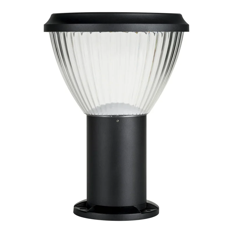 solar black warm white commercial pillar light