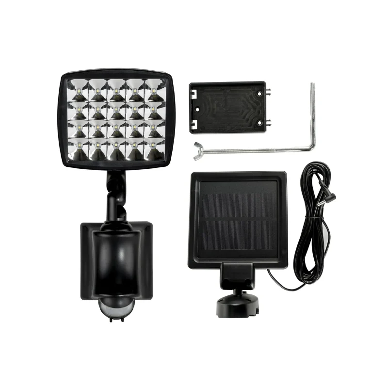 solar motion sensor flood light black cool white remote panel