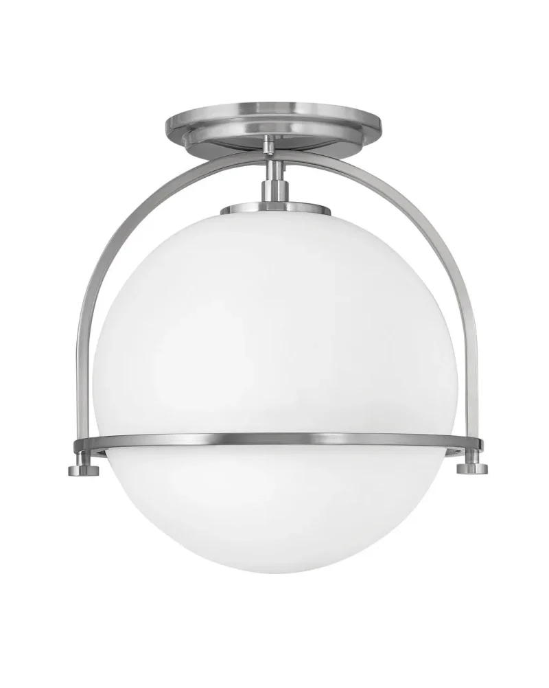 somerset 1 light brushed nickel semi flush mount with opal glass