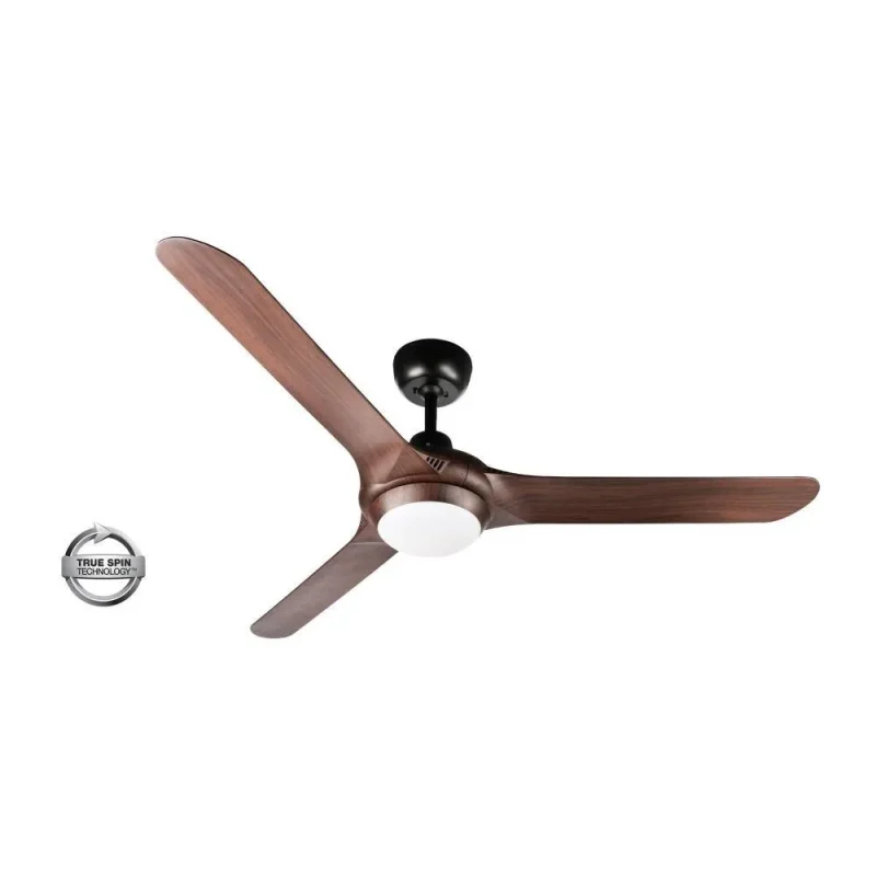 spyda 56in black walnut ceiling fan with 20w led light