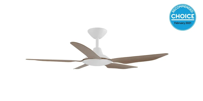 storm dc 42 white ceiling fan with koa finish premium efficiency