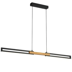 thorin 28w cct led 120cm pendant black oak finish