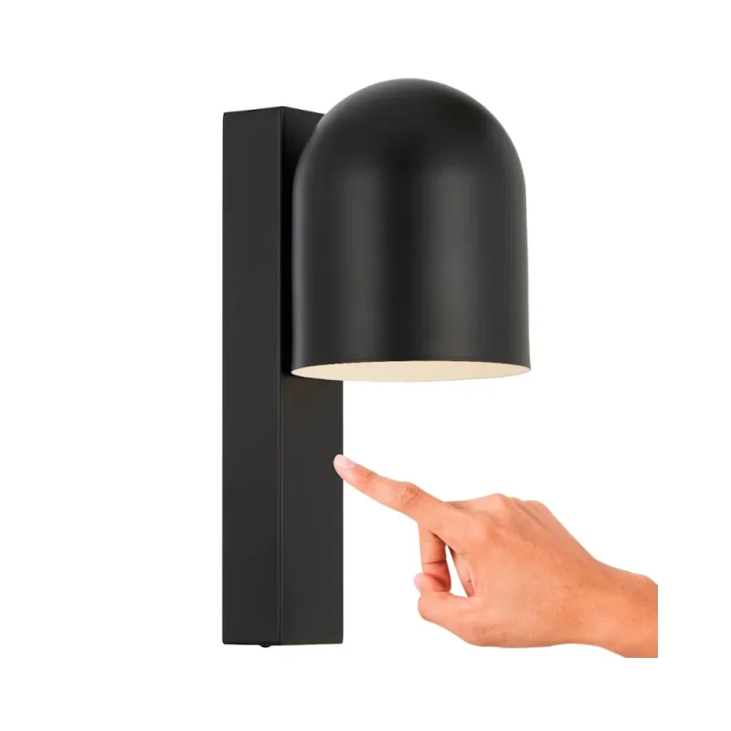 touch wall light 5w 3000k black w globe easy install